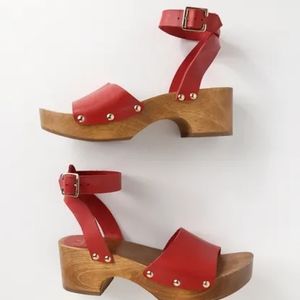Lulus Willy Red Leather Open-Toe Clog Sandals